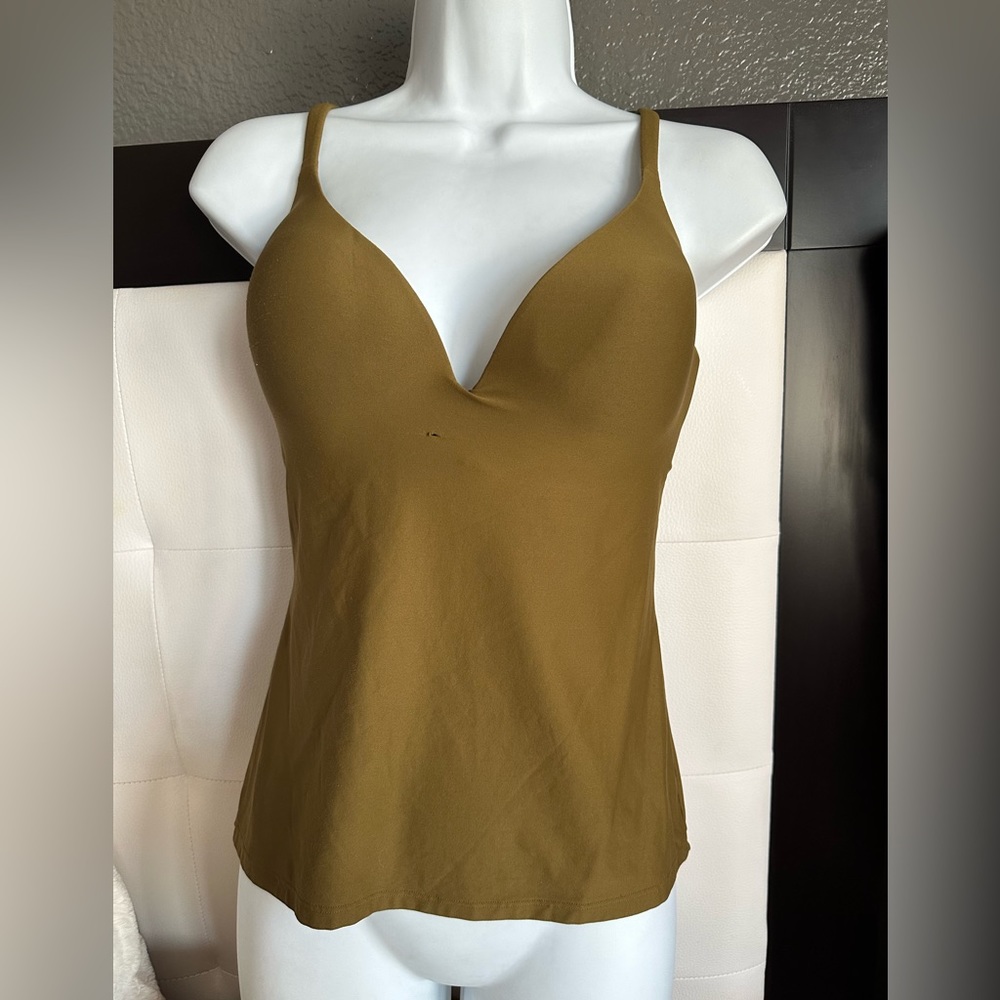 Body By Victoria Tank Self Bra 36D olive green